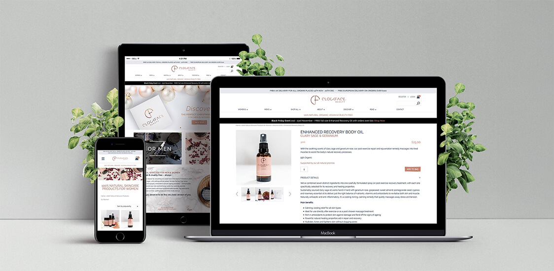 Clockface Beauty Skincare Website Design